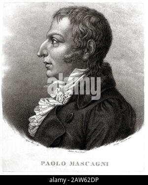 1800 ca , ITALIA : il Dottore italiano PAOLO MASCAGNI ( 1755 - 1815 ). Ritratto inciso da Giuseppe Buccinelli da dipinto originale di Stefano Ricci Foto Stock