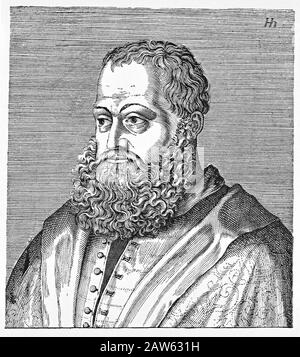 1560 ca , GERMANIA : il cardinale italiano PIETRO PAOLO VERGERIO il giovane ( 1498 - 1565 ), riformatore e ummano . Ritratto inciso di Hendrik H. Foto Stock