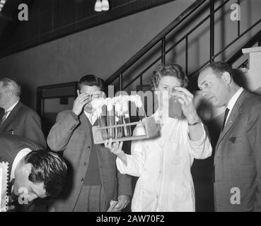 Press Tour delle dune lungo la posizione del giardino d'acqua in Av.. Waterl. Valutazione dell'acqua in laboratorio Data: 20 aprile 1961 Parole Chiave: Laboratori, ACQUA, prove Foto Stock