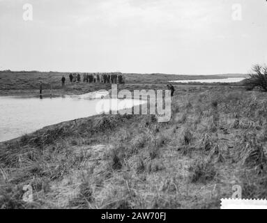 Press Tour delle dune lungo la posizione del giardino d'acqua in Av.. Waterl. Panoramica con perdite d'acqua da Jutphaas geinfil- trated Dunes Data: 20 aprile 1961 luogo: Jutphaas Parole Chiave: Dune, grafici Foto Stock