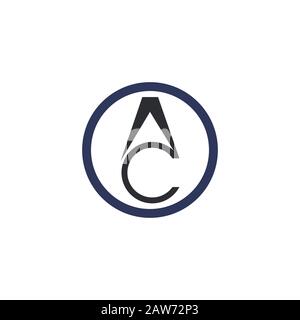 Modello iniziale di progettazione vettoriale del logo lettera ac o CA Illustrazione Vettoriale