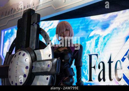 Shenzhen, Cina, Aprile 2019. Matthew Kyrielite coschayer al Sony Expo 2019, conosciuto anche come Shielder, è il primo Servo in fate/Grand Order e il Foto Stock