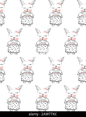 conigli piccoli bianchi cute. Illustrazione Vettoriale