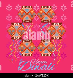 Bel biglietto d'auguri per il festival Diwali. Illustrazione Vettoriale