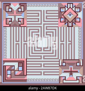 Sciarpa in seta con motivo geometrico. Illustrazione Vettoriale