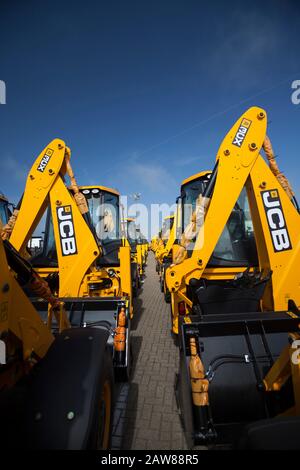 JCB Diggers per l'esportazione Foto Stock