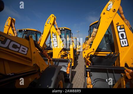 JCB Diggers per l'esportazione Foto Stock