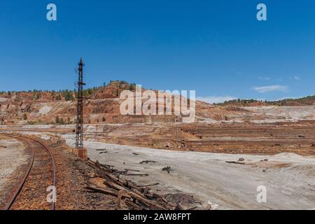 Paesaggi dell'enclave mineraria di Rio tinto nella provincia di Huelva, Andalusia Foto Stock
