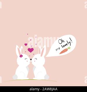 conigli cute in amore. illustrazione vettoriale Illustrazione Vettoriale