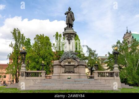 Monumento Adam Mickiewicz A Varsavia, Polonia Foto Stock