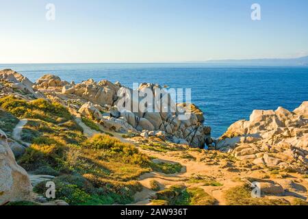 Rocce bizzarre a Capo testa, Sardegna, Italia Foto Stock