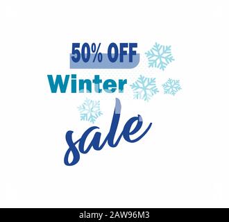 Elegante icona vettoriale vendita stagionale - sconti invernali. Giornata di shopping, shopping online, sconti fino al 50% - visitate il negozio Illustrazione Vettoriale
