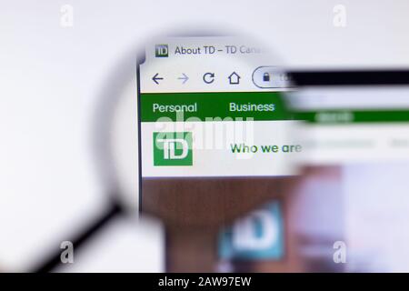 New York City, USA - 5 febbraio 2020: Sito web TD Bank primo piano, editoriale Illustrativo Foto Stock