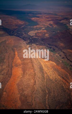 Grande Rift Valley affettare attraverso il Kenya centrale e meridionale. Foto Stock