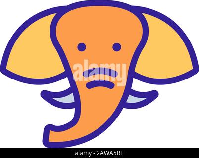Vettore icona elefante. Illustrazione del simbolo del contorno isolato Illustrazione Vettoriale