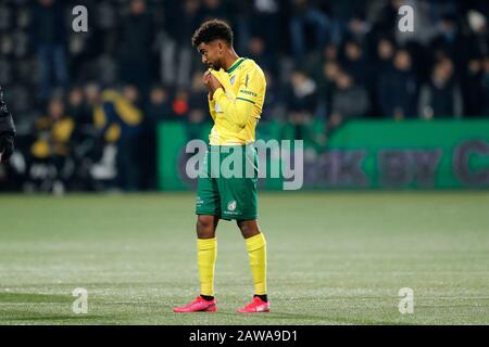 Almelo, Paesi Bassi. 26th Gen 2020. Almelo, 07-02-2020, Stadio Erve Asito, calcio, stagione 2019/2020, Eredivisie olandese, Fortuna Sittard, Tesfaldet Tekie durante la partita Heracles Almelo - Fortuna Sittard. Credito: Pro Shots/Alamy Live News Foto Stock