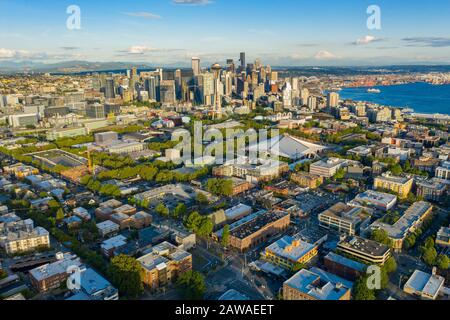 Riprese aeree del quartiere Belltown di Seattle Foto Stock