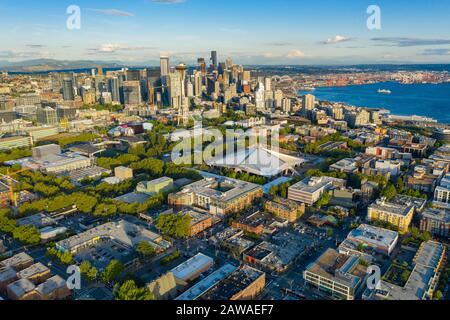 Riprese aeree del quartiere Belltown di Seattle Foto Stock