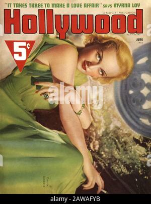 1938 , USA : la star del cinema CAROLE LOMBARD ( 1908 – 1942 ) moglie di Clark Gable dal marzo 1939, copertina della rivista di film Hollywood , giugno 1938 Foto Stock