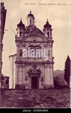 1900 ca, IMPERIA , ITALIA : SANREMO - SAN REMO , SANTUARIO DELLA MADONNA DELLA COSTA ( edificato nel 1630 ) , cartolina . - ITALIA - FOTO STORICHE - HI Foto Stock