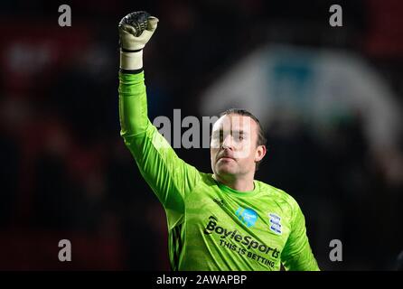 Bristol, Regno Unito. 07th Feb, 2020. Portiere Lee Camp di Birmingham City a tempo pieno durante la partita Sky Bet Championship tra Bristol City e Birmingham City a Ashton Gate, Bristol, Inghilterra, il 7 febbraio 2020. Foto Di Andy Rowland. Credito: Prime Media Images/Alamy Live News Foto Stock