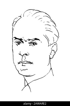 1935 , ITALIA : il giornalista italiano , sceneggiatore , sceneggiatore e regista GHERARDO GHERARDI ( 1891 - 1949 ), ritratto caricature di MINIACI . - Foto Stock