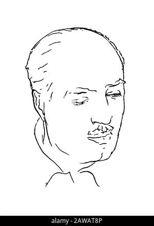 1935 , ITALIA : il drammaturgo , sceneggiatore , giornalista e scrittore enrico Cirillo SERRETTA ( 1881 – 1939 ), ritratto caricature di MINIACI . Foto Stock