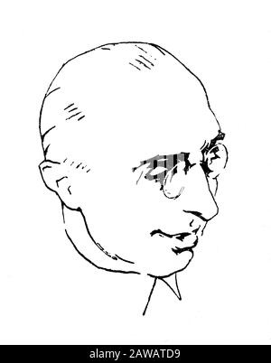 1935 , ITALIA : il drammaturgo italiano , giornalista . sceneggiatore CARLO VENEZIANI ( 1882 - 1950 ), ritratto caricatura di MINIACI . Autore di banda Foto Stock