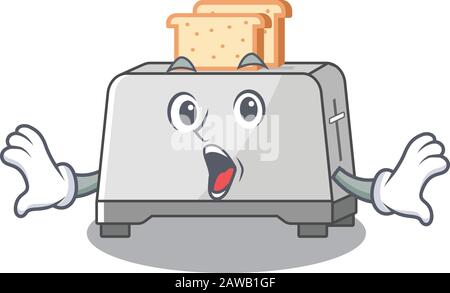 Pane tostapane mascotte concetto di design con un gesto sorpreso Illustrazione Vettoriale