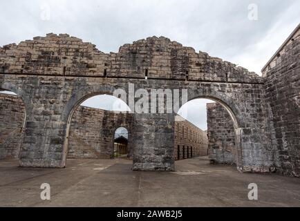 Trial Bay Jail è un ex campo di prigionia e di internamento di opere pubbliche patrimonio-elencati a Cardwell Street, Arakoon, Kempsey Shire, nuovo Galles del Sud, Australia Foto Stock