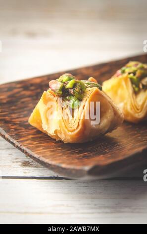 Sud indiano tradizionale snack Pistacchio Baklava Foto Stock