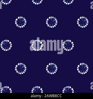 Vettore blu shibori semplice polka punto senza cuciture modello. Adatto per tessuti, gift wrap e carta da parati. Illustrazione Vettoriale