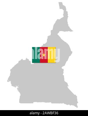 Bandiera e mappa del Camerun Foto Stock