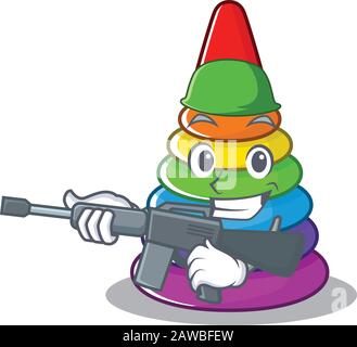 Un'immagine cute dell'esercito della piramide del giocattolo con la pistola della macchina Illustrazione Vettoriale