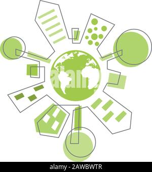 Illustrazione astratta di una città ecologica Illustrazione Vettoriale