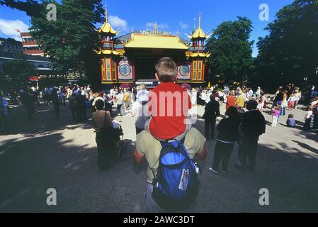 La pantomima Peacock Theatre, i Giardini di Tivoli, Copenaghen, Regione Hovedstaden, Danimarca Foto Stock