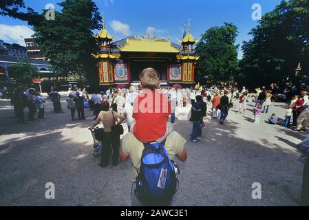 La pantomima Peacock Theatre, i Giardini di Tivoli, Copenaghen, Regione Hovedstaden, Danimarca Foto Stock