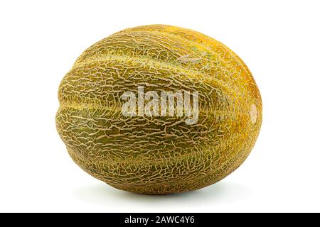 Colseup di frutta di melone maturo isolato su sfondo bianco Foto Stock