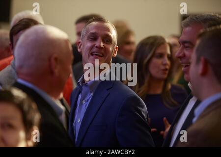 Des Moines, Stati Uniti. 3rd Feb, 2020. Corey Lewandowski, responsabile della campagna di Donald J. Trump nel 2016, partecipa alla conferenza stampa Keep Iowa Great a Des Moines. Credit: Jeremy Hogan/Sopa Images/Zuma Wire/Alamy Live News Foto Stock