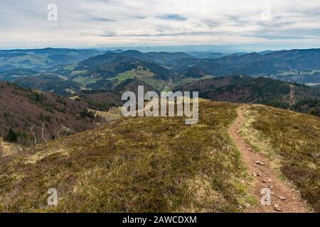 Escursione sul Belchen con una fantastica vista panoramica nella splendida Schonau nella Foresta Nera Foto Stock