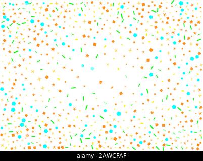 Esagoni colorati, stelle, energia di ovali. Confetti nuova collezione sfondo. Meravigliosa texture sfondo confetti. Illustrazione Vettoriale