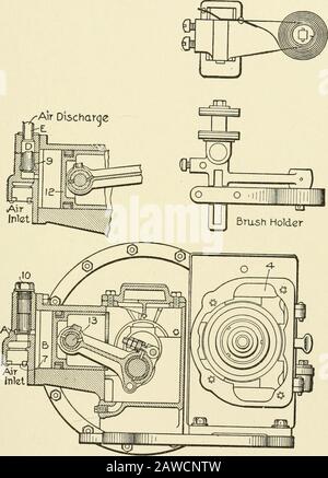 Cyclopedia of Applied Electricity : un lavoro generale di riferimento su generatori e motori a corrente continua, batterie di stoccaggio, elettrochimica, saldatura, cablaggio elettrico, contatori, illuminazione elettrica, ferrovie elettriche, centrali elettriche, quadri elettrici, trasmissione di energia, macchinari a corrente alternata, telegrafia, ecc... L'apertura DELLE FERROVIE elettriche 91 è dotata di una porta a tenuta che esclude ogni sporcizia, polvere e umidità. Alle estremità del telaio sono montate teste 1and 2, che forniscono cuscinetti per le estremità dell'armatura. Ciascuno. Fig. 86. Lo schema dei componenti del motore Azionati dal cuscinetto a pressione è pr Foto Stock