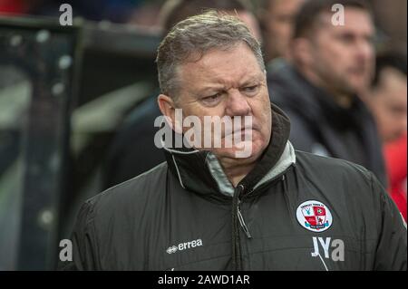 Salford, Regno Unito. 08th Feb 2020. John Yems, Head Coach del Crawley Town FC durante la partita Sky Bet League 2 tra Salford City e Crawley Town a Moor Lane, Salford sabato 8th febbraio 2020. (Credit: Ian Charles | MI News) La Fotografia può essere utilizzata solo per scopi editoriali di giornali e/o riviste, licenza richiesta per uso commerciale Credit: Mi News & Sport /Alamy Live News Foto Stock