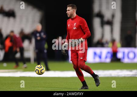 Adrian di Liverpool ha visto davanti alla partita della Premier League tra West Ham United e Liverpool allo stadio di Londra.(Punteggio finale; West Ham United 0:2 Liverpool) Foto Stock