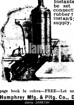 Volume Scientifico Americano 88 Numero 10 (Marzo 1903) . Il PULSANTE AMERICAN THERMO-CALL rileva e segnala il fuoco automaticamente.Può essere collegato ai fili esistenti negli hotel e negli impianti di produzione, hi val-uable come un inresidences salvavita e property saver. Nessuna possibilità per il collegamento sicuro a lireto senza allarme acustico. Permanente, non fusibile.American Thermo-Call Co., Boston, Mais, Mffr. Di dispositivi termostatici di tutti i tipi l'Humphrey Crescent No. 9. Senza colore - lasciate Che Il riscaldatore Istantaneo Dell'Acqua sia impostato da chiunque, in quanto le connessioni possono essere tutte realizzate con tubi in gomma. Acqua calda startsinst Foto Stock