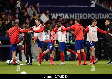 Stadio Wanda Metropolitano, Madrid, Spagna. 8th Feb, 2020. La Liga Calcio, Atletico De Madrid Contro Granada; Stefan Savic (Atletico De Madrid) Pre-Match Warm-Up Credito: Action Plus Sport/Alamy Live News Foto Stock