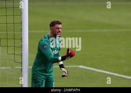 Swansea, Regno Unito. 08th Feb, 2020. Ben Hamer, il portiere della contea di Derby. EFL Skybet Championship match, Swansea City contro Derby County al Liberty Stadium di Swansea, Galles del Sud sabato 8th febbraio 2020. Questa immagine può essere utilizzata solo per scopi editoriali. Solo uso editoriale, licenza richiesta per uso commerciale. Nessun utilizzo nelle scommesse, nei giochi o nelle singole pubblicazioni club/campionato/giocatore. PIC by Andrew Orchard/Andrew Orchard sports photography/Alamy Live News Credit: Andrew Orchard sports photography/Alamy Live News Foto Stock