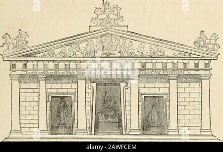 Dizionario della geografia greca e romana . il tempio, e di sostituire . EO.ma. Hisovn. (Plut. Popl. 15; Suet. Caes. 15; Dion Cass, sxxvii. 44 ; Cic. IV. Verr. 31, &c.) Oa questa forma di Sulla seguì la moda romana del despoilint^Grecia delle sue opere d'arte, e adornò le templature di colonne prese da quella dell'OlympianZeus ad Atene. (Plin. Ssxvi. 5.) Dopo la sua decostruzione da parte dei Vitelliani, Vespasian lo restaurò il più possibile, ma ancora sul piano originale, gli aruspizi non consentendo alcuna alterazione tranne un aumento di slighted della sua altezza. CTAC. IV. 53; Suet. E05IA. 769 vesp.S; Foto Stock