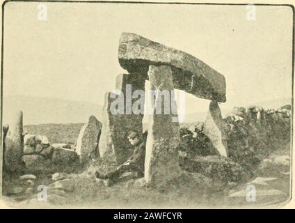 Una guida per Belfast e le contee Di Down & Antrim . CKO.MLHAC A SLIDDERVl-UKU, Kiste-vaens sono anche abbastanza numerosi, quello più vicino thecity essere al Roughfort, costituito da circa quaranta grandi pietre che coprono una camera di circa 40 piedi di lunghezza, coperto da nove dei blocchi più grandi, l'estremità uno che forma che cosa. LKCA.NANNY CROMLEAC. 248 Guida per Belfast. Foto Stock