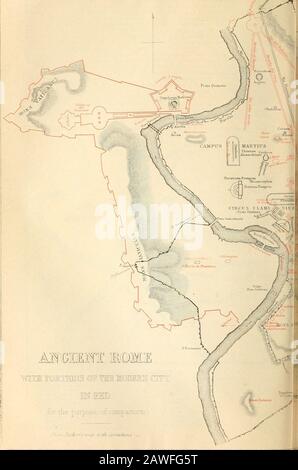 Dizionario della geografia greca e romana . PIANO DELLE COLLINE ROMANE. Mons Capitnlinus. B. Mons Paliitinus.C Mons Aventinus.1). Mons Caelius. E. Mons Esquilinus. F. Collis Viminalis. G. Collis Quirinalis. II Collis Hortorum (o Mons Pincius).I. Mons Janiculus.n.. Velia.t. Germalus. C. Oppius. (I. Cispius. Ee Tiberis Fl. 1. Prata Quinctia. 2. Praia Flaminia. 3. Subura. 4. Cariiiiae, H. Caeroliensis. (i. Velabrum. 7. Forum Boariiim. 8. Vallis Murcia.. YMM FiMTroMS di tub modeii IFMEB rr il prjrpose di compansoii Foto Stock